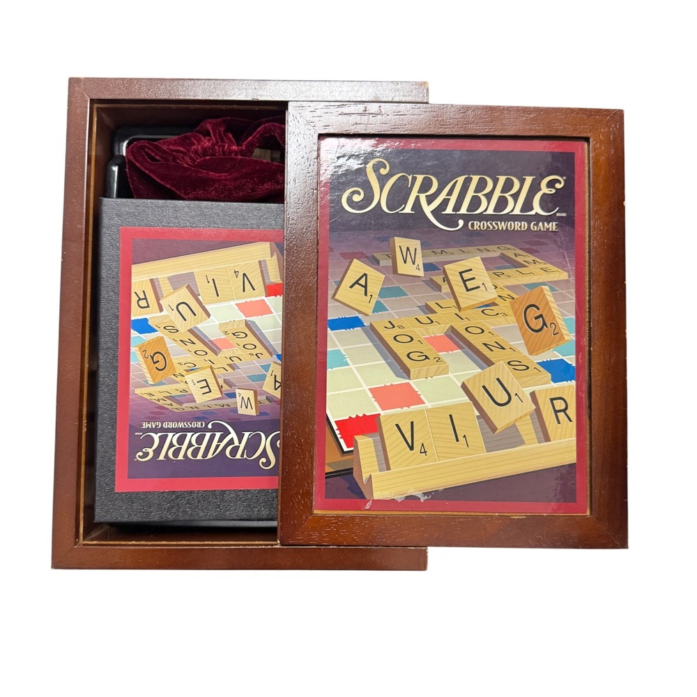 Scrabble Vintage Collection Wooden Box Board Game Crossword Game 2009 Hasbro